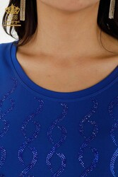 chemisier produit avec des vêtements pour femmes de collier de cyclisme de tissu de viscose - 79069 | Vrai textile - Thumbnail