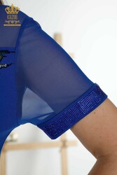 chemisier produit avec des vêtements pour femmes de collier de cyclisme de tissu de viscose - 79106 | Vrai textile - Thumbnail