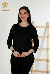 chemisier produit avec des vêtements pour femmes de collier de cyclisme de tissu de viscose - 79131 | Vrai textile - Thumbnail