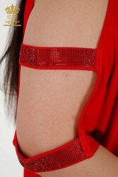 chemisier en viscose tissu ras du cou vêtements pour femmes - 79108 | Vrai textile - Thumbnail