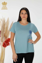 Fabriqué avec du tissu en viscose Chemisier - Col ras du cou - Vêtements pour femmes - 78925 | Vrai textile - Thumbnail