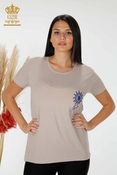 Fabriqué avec du tissu en viscose Chemisier - Col ras du cou - Vêtements pour femmes - 78925 | Vrai textile - Thumbnail