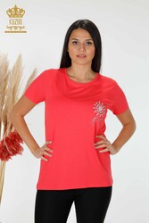 Fabriqué avec du tissu en viscose Chemisier - Col ras du cou - Vêtements pour femmes - 78925 | Vrai textile - Thumbnail