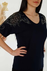 Chemisier fabriqué avec un tissu en viscose V-Neck Fabricant de vêtements pour femmes - 79054 | Vrai textile - Thumbnail