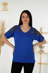 Chemisier fabriqué avec un tissu en viscose V-Neck Fabricant de vêtements pour femmes - 79054 | Vrai textile - Thumbnail