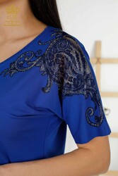 Chemisier fabriqué avec un tissu en viscose V-Neck Fabricant de vêtements pour femmes - 79054 | Vrai textile - Thumbnail