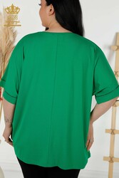 Chemisier fabriqué avec un tissu en viscose V-Neck Fabricant de vêtements pour femmes - 79068 | Vrai textile - Thumbnail
