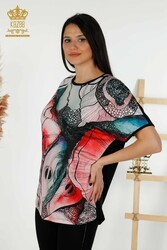 Chemisiers fabriqués avec du tissu en viscose Fabricant de vêtements pour femmes à impression numérique - 12098 | Vrai textile - Thumbnail