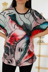 Chemisiers fabriqués avec du tissu en viscose Fabricant de vêtements pour femmes à impression numérique - 12098 | Vrai textile - Thumbnail