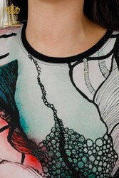 Chemisiers fabriqués avec du tissu en viscose Fabricant de vêtements pour femmes à impression numérique - 12098 | Vrai textile - Thumbnail