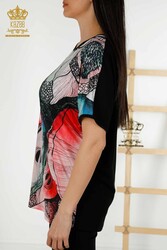 Chemisiers fabriqués avec du tissu en viscose Fabricant de vêtements pour femmes à impression numérique - 12098 | Vrai textile - Thumbnail