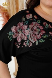 Chemisier réalisé avec un tissu en viscose à motif floral Fabricant de vêtements pour femmes - 79052 | Vrai textile - Thumbnail