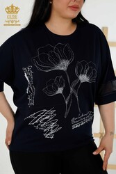 Chemisier réalisé avec un tissu en viscose à motif floral Fabricant de vêtements pour femmes - 79059 | Vrai textile - Thumbnail