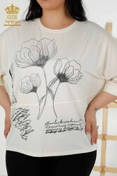 Chemisier réalisé avec un tissu en viscose à motif floral Fabricant de vêtements pour femmes - 79059 | Vrai textile - Thumbnail
