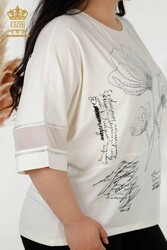 Chemisier réalisé avec un tissu en viscose à motif floral Fabricant de vêtements pour femmes - 79059 | Vrai textile - Thumbnail