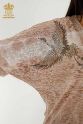 chemisier produit avec des vêtements pour femmes brodés de pierres à motifs d'oiseaux en tissu de viscose - 79124 | Vrai textile - Thumbnail