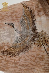 chemisier produit avec des vêtements pour femmes brodés de pierres à motifs d'oiseaux en tissu de viscose - 79124 | Vrai textile - Thumbnail