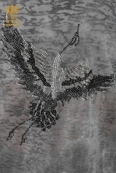 chemisier produit avec des vêtements pour femmes brodés de pierres à motifs d'oiseaux en tissu de viscose - 79124 | Vrai textile - Thumbnail