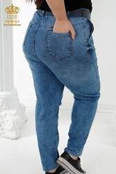Fabriqué avec Lycra tricoté Jeans - Ceinture - Pierre brodée - Fabricant de vêtements pour femmes - 3686 | Vrai textile - Thumbnail