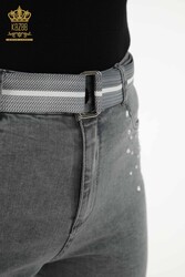 Fabriqué avec Lycra tricoté Jeans - Pierre brodée - Fabricant de vêtements pour femmes - 3688 | Vrai textile - Thumbnail