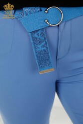 Fabriqué avec du lycra tricoté - Jeans - Ceinturé - Fabricant de vêtements pour femmes - 3468 | Vrai textile - Thumbnail