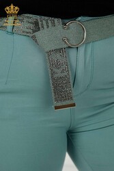 Fabriqué avec du lycra tricoté - Jeans - Ceinturé - Fabricant de vêtements pour femmes - 3468 | Vrai textile - Thumbnail