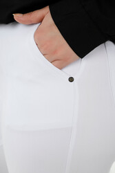 Fabriqué avec du lycra tricoté - Jeans - Ceinturé - Fabricant de vêtements pour femmes - 3468 | Vrai textile - Thumbnail