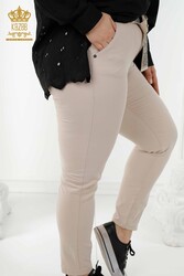 Fabriqué avec du lycra tricoté - Jeans - Ceinturé - Fabricant de vêtements pour femmes - 3468 | Vrai textile - Thumbnail