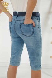 Détail de la ceinture du pantalon capri produit avec un tissu tricoté en lycra Fabricant de vêtements pour femmes - 3504 | Vrai textile - Thumbnail