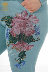 Tuta da ginnastica in scuba e due filati Produttore di abbigliamento femminile a motivi floreali - 16522 | Tessuto reale - Thumbnail