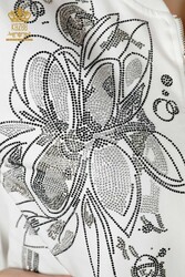Tuta da ginnastica in scuba e due filati Produttore di abbigliamento femminile a motivi floreali - 17494 | Tessuto reale - Thumbnail