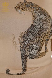 Tuta in scuba e due filati Tuta con motivo a tigre Produttore di abbigliamento femminile - 16523 | Tessuto reale - Thumbnail