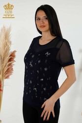 Blusa Producida con Cuello de Ciclismo de Tela Viscosa Ropa de Mujer - 79133 | Textiles reales - Thumbnail