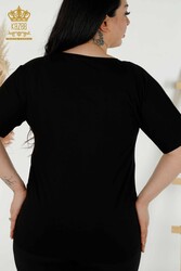 Made with Viscose Fabric Blouse - Short Sleeve - Women's Clothing - 79049 | Real Textile - Thumbnail