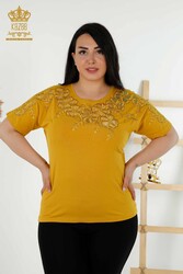 Made with Viscose Fabric Blouse - Short Sleeve - Women's Clothing - 79049 | Real Textile - Thumbnail