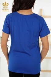 Made with Viscose Fabric Blouse - Short Sleeve - Women's Clothing - 79178 | Real Textile - Thumbnail