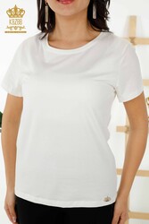 Made with Viscose Fabric Blouse - Short Sleeve - Women's Clothing - 79178 | Real Textile - Thumbnail