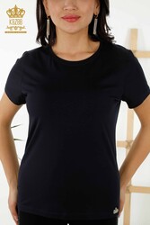 Made with Viscose Fabric Blouse - Short Sleeve - Women's Clothing - 79178 | Real Textile - Thumbnail