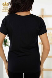 Made with Viscose Fabric Blouse - Short Sleeve - Women's Clothing - 79178 | Real Textile - Thumbnail