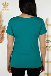 Made with Viscose Fabric Blouse - Short Sleeve - Women's Clothing - 79220 | Real Textile - Thumbnail