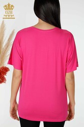 Blouse Made of Viscose Fabric - Short Sleeve - Women's Clothing - 78931 | Real Textile - Thumbnail