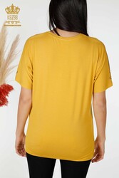 Blouse Made of Viscose Fabric - Short Sleeve - Women's Clothing - 78931 | Real Textile - Thumbnail