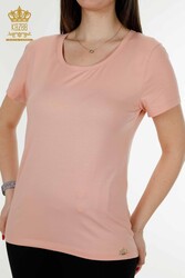 Made with Viscose Fabric Blouse - Short Sleeve - Women's Clothing - 79177 | Real Textile - Thumbnail