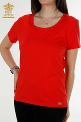 Made with Viscose Fabric Blouse - Short Sleeve - Women's Clothing - 79177 | Real Textile - Thumbnail