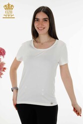 Made with Viscose Fabric Blouse - Short Sleeve - Women's Clothing - 79177 | Real Textile - Thumbnail