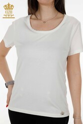 Made with Viscose Fabric Blouse - Short Sleeve - Women's Clothing - 79177 | Real Textile - Thumbnail