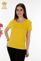 Made with Viscose Fabric Blouse - Short Sleeve - Women's Clothing - 79177 | Real Textile - Thumbnail