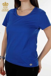 Made with Viscose Fabric Blouse - Short Sleeve - Women's Clothing - 79177 | Real Textile - Thumbnail