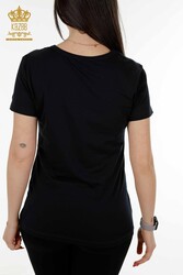 Made with Viscose Fabric Blouse - Short Sleeve - Women's Clothing - 79177 | Real Textile - Thumbnail