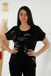 Blouse Made of Viscose Fabric Stone Embroidered Women's Clothing Manufacturer - 79066 | Real Textile - Thumbnail